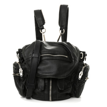 ALEXANDER WANG Lambskin Marti Backpack Bag Washed Black Rhodium Hardware