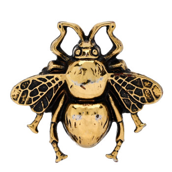 GUCCI Metal Enamel Bee Ring 5 Aged Gold