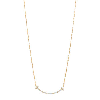TIFFANY 18K Yellow Gold Diamond Medium T Smile Pendant Necklace