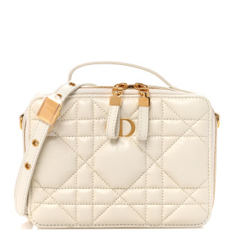 CHRISTIAN DIOR Calfskin Macrocannage Caro Box Bag Latte