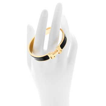 HERMES Enamel Narrow Clic Clac H Bracelet PM Black