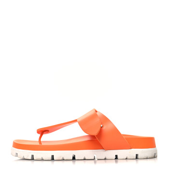 PRADA EVA Rubber Buckled Lug Sole 20mm Thong Sandals 39 Papaya