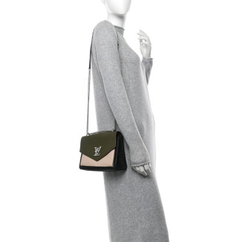 LOUIS VUITTON Soft Calfskin Mylockme Chain Bag BB Smokey Brown Green