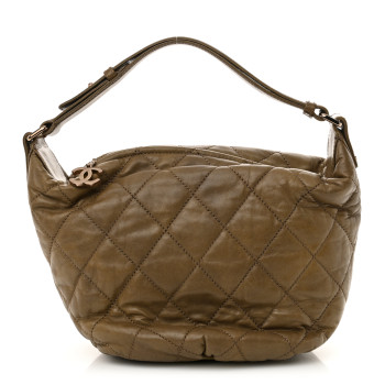 CHANEL Lambskin Quilted Cloudy Bundle Hobo Green