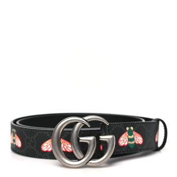 GUCCI GG Supreme Monogram Bee Multicolor Appia Calfskin 30mm Belt 85 34 Black