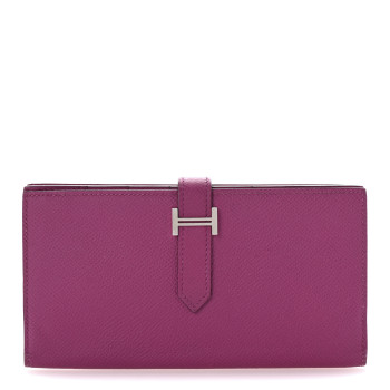HERMES Epsom Bearn Gusset Wallet Rose Pourpre