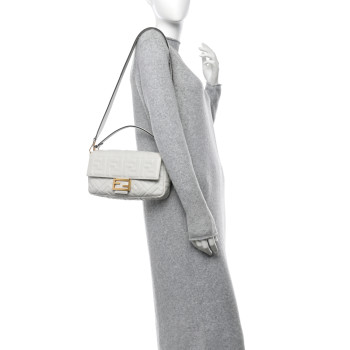 FENDI Nappa FF 1974 Embossed Baguette White