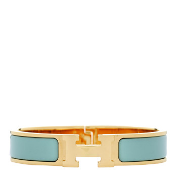 HERMES Enamel Narrow Clic Clac H Bracelet GM Vert Aqua