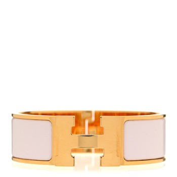 HERMES Enamel Wide Clic Clac H Bracelet GM White