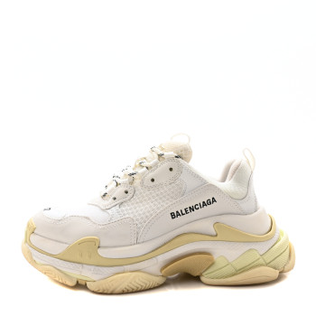 BALENCIAGA Fabric Mesh Womens Triple S Sneakers 37 White