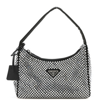 PRADA Satin Crystal Mini Re-Edition 2000 Bag Cristal