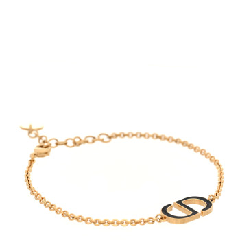 CHRISTIAN DIOR Metal Enamel CD Bracelet Gold Black