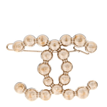 CHANEL Metal Beaded CC Hair Clip Gold