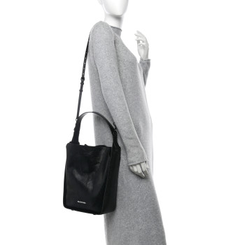 BALENCIAGA Extra Supple Calfskin Snakeskin Embossed Calfskin Small Tool 2.0 North-South Tote Black