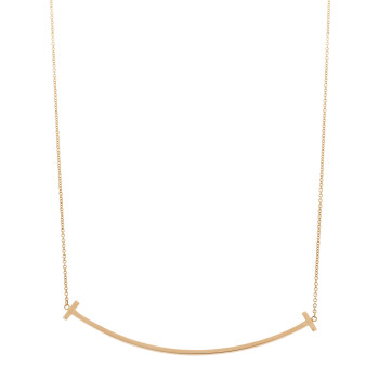 TIFFANY 18K Rose Gold T Smile Pendant Necklace