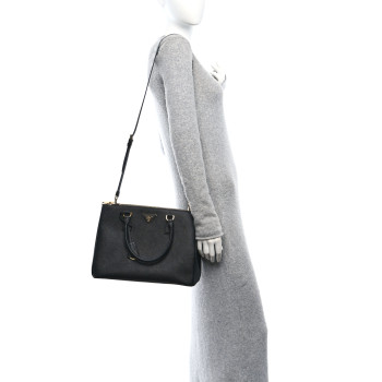 PRADA Saffiano Lux Large Galleria Double Zip Tote Black