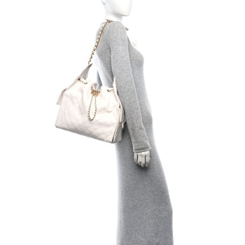 CHANEL Caviar Quilted Medium Chanel 25 Handbag White