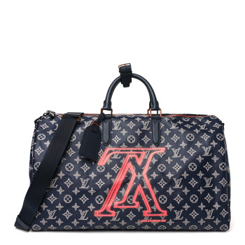 LOUIS VUITTON Monogram Upside Down Keepall Bandouliere 50 Ink