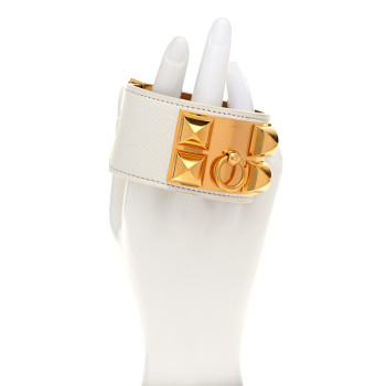 HERMES Epsom Collier De Chien CDC Bracelet S White