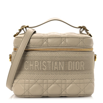 CHRISTIAN DIOR Lambskin Cannage Small Diortravel Vanity Case Light Beige