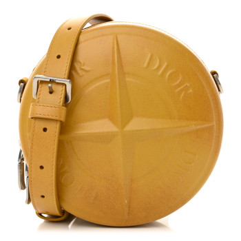 CHRISTIAN DIOR X STONE ISLAND Calfskin Mens Round Bag Tane Gold