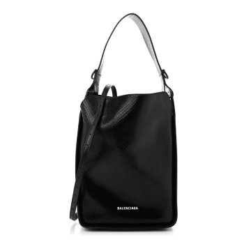 BALENCIAGA Extra Supple Calfskin Snakeskin Embossed Calfskin Small Tool 2.0 North-South Tote Black