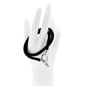 HERMES Silk Maxi Glenan Double Tour Bracelet Black