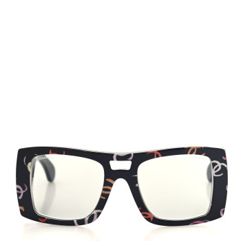 CHANEL Acetate CC Logo Square Sunglasses 71628 Black Multicolor