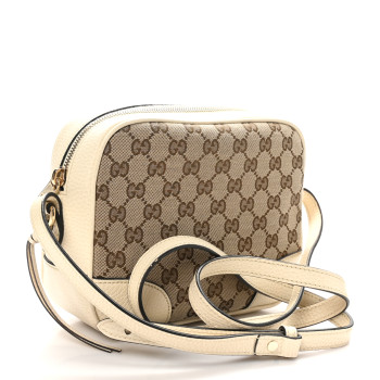GUCCI Monogram Dollar Calfskin Mini Bree Messenger Bag Beige Ebony Avoire