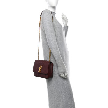 SAINT LAURENT Lambskin Matelasse Monogram Medium Vicky Chain Bag Rouge Legion SAINT LAURENT Lambskin Matelasse Monogram Medium Vicky Chain Bag Rouge Legion