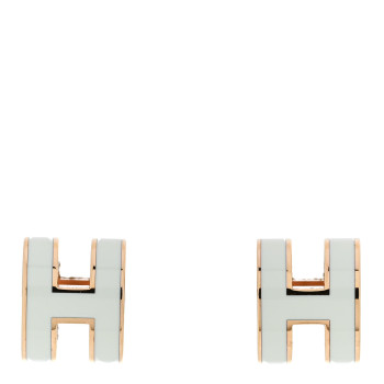 HERMES Rose Gold Lacquered Mini Pop H Earrings Vert Fizz
