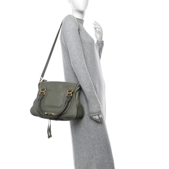 CHLOE Calfskin Medium Marcie Satchel Baobab Green