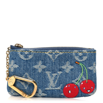 LOUIS VUITTON LV X TM Monogram Denim Cerises Key Pouch Blue