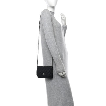 CHANEL Lambskin Quilted Wallet On Chain WOC Black