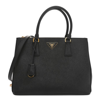 PRADA Saffiano Lux Large Galleria Double Zip Tote Black
