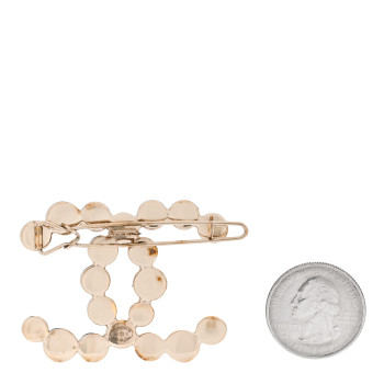 CHANEL Metal Beaded CC Hair Clip Gold