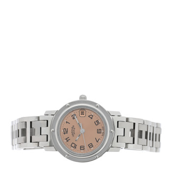 HERMES Stainless Steel 24mm Clipper Quartz Watch Pink