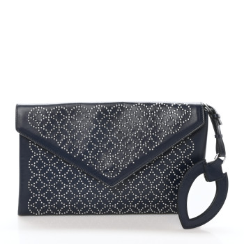 ALAIA Calfskin Studded Arabesque Envelope Clutch Navy