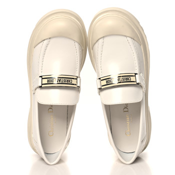 CHRISTIAN DIOR Brushed Calfskin Dior Code Lug Sole Platform 35mm Loafers 37 White