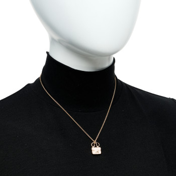 HERMES 18K Rose Gold Diamond Constance Amulette Pendant Necklace
