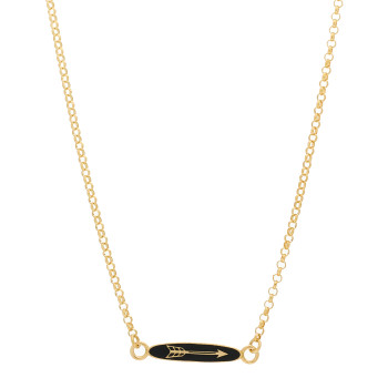 FOUNDRAE 18K Yellow Gold Enamel Dream Sequence Pendant Necklace Black