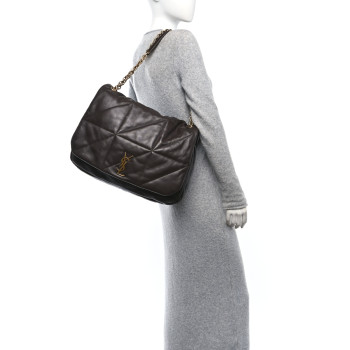 SAINT LAURENT Lambskin Matelasse Monogram Large Jamie 4.3 Dark Sweet Chocolate