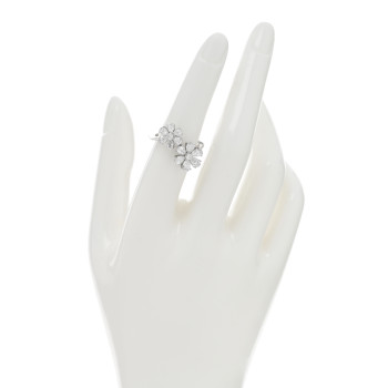 HARRY WINSTON Platinum Diamond Forget-Me-Not Flower Twin Ring 53 6.25