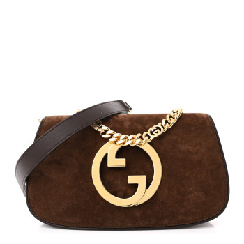 GUCCI Suede Talco Roxy Calfskin Blondie Chain Shoulder Flap Bag Burnt Satin