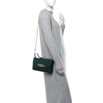 GUCCI Smooth Calfskin Small Zumi Top Handle Shoulder Bag Vintage Green