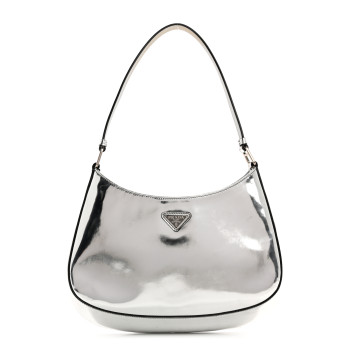 PRADA Spazzolato Cleo Shoulder Bag Argento