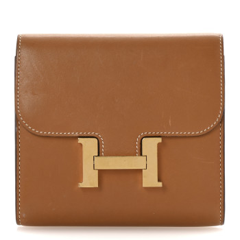 HERMES Tadelakt Constance Short Wallet Gold
