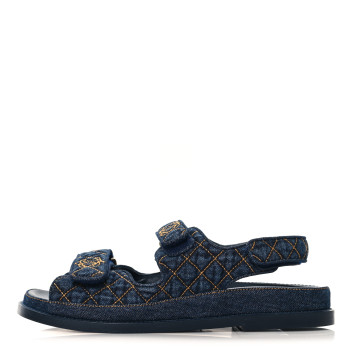 CHANEL Denim Velcro Dad Sandals 40 Navy Blue CHANEL Denim Velcro Dad Sandals 40 Navy Blue