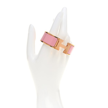 HERMES Enamel Wide Clic Clac H Bracelet GM Rose Nacarat