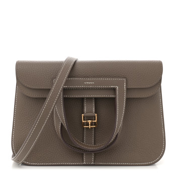 HERMES Taurillon Clemence Halzan 25 Etoupe